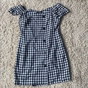 Lulus off the shoulder checkered dress